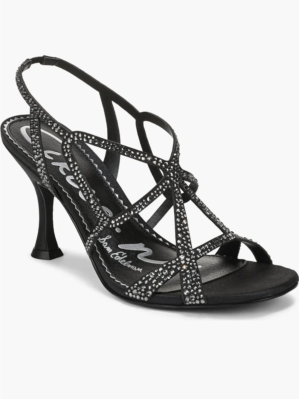 Circus by Sam Edelman Black Crystal-Strap Slingback Heels